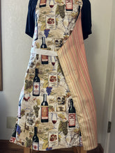 Load image into Gallery viewer, Rows of Grapes and Wine Glasses; Grapes on the Vine; Wine Bottles, Labels, Glasses - Adult Aprons