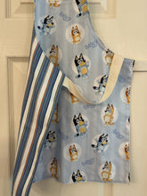 Load image into Gallery viewer, Cartoon Characters - Cats on Violet Child Apron; Princesses Petite, Child, Tiny; Bluey Child, Petite