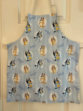 Load image into Gallery viewer, Cartoon Characters - Cats on Violet Child Apron; Princesses Petite, Child, Tiny; Bluey Child, Petite