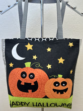 Load image into Gallery viewer, Happy Halloween; Black Cats and Jack-o-Lanterns on Grey; Pumpkins for Sale; Spooky Visit