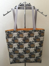 Load image into Gallery viewer, Happy Halloween Black Cats and Jack-o-Lanterns on Grey; Pumpkins for Sale; Spooky Visit