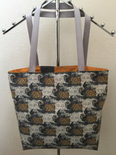 Load image into Gallery viewer, Happy Halloween Black Cats and Jack-o-Lanterns on Grey; Pumpkins for Sale; Spooky Visit