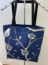 Load image into Gallery viewer, Large White Birds on Navy; Birds and Butterflies; Colorful Birds