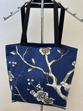 Load image into Gallery viewer, Large White Birds on Navy; Birds and Butterflies; Colorful Birds