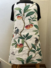 Load image into Gallery viewer, Birds and Butterflies with Music Staffs; Birds in Peach Tree - Adult Aprons