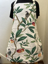 Load image into Gallery viewer, Birds and Butterflies with Music Staffs; Birds in Peach Tree - Adult Aprons