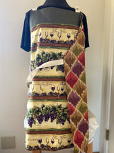 Load image into Gallery viewer, Rows of Grapes and Wine Glasses; Grapes on the Vine; Wine Bottles, Labels, Glasses - Adult Aprons