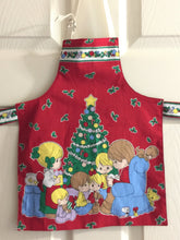 Load image into Gallery viewer, Precious Moments Christmas - Tiny Apron; Vintage Kitty Christmas; Deck the Halls; Cat Faces Wearing Christmas Hats - Adult