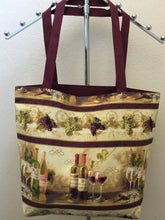 Load image into Gallery viewer, Uncorked Repeating Stripe - Rows of Wine Bottles and Glasses and Bunches of Grapes on Pale Yellow