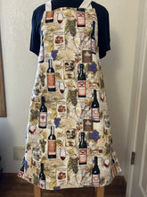 Load image into Gallery viewer, Rows of Grapes and Wine Glasses; Grapes on the Vine; Wine Bottles, Labels, Glasses - Adult Aprons

