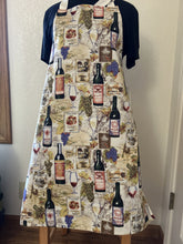 Load image into Gallery viewer, Rows of Grapes and Wine Glasses; Grapes on the Vine; Wine Bottles, Labels, Glasses - Adult Aprons
