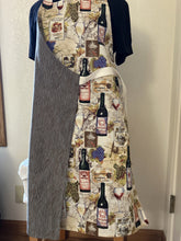 Load image into Gallery viewer, Rows of Grapes and Wine Glasses; Grapes on the Vine; Wine Bottles, Labels, Glasses - Adult Aprons

