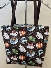 Load image into Gallery viewer, Patisserie pastries in squares; Pies on Black; Brown Coffee Mug Toss
