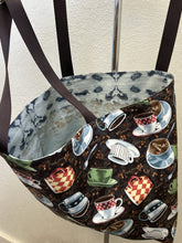 Load image into Gallery viewer, Patisserie pastries in squares; Pies on Black; Brown Coffee Mug Toss
