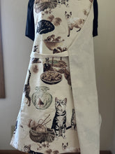 Load image into Gallery viewer, Cats -  On Blanket; With Hibiscus and Lilies; With Yarn; Laurel Burch Jungle Songs and Fantastic Felines- Adult and Child Aprons
