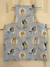 Load image into Gallery viewer, Cartoon Characters - Cats on Violet Child Apron; Princesses Petite, Child, Tiny; Bluey Child, Petite

