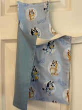 Load image into Gallery viewer, Cartoon Characters - Cats on Violet Child Apron; Princesses Petite, Child, Tiny; Bluey Child, Petite
