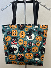 Load image into Gallery viewer, Happy Halloween; Black Cats and Jack-o-Lanterns on Grey; Pumpkins for Sale; Spooky Visit
