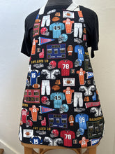 Load image into Gallery viewer, Baseballs on Blue - Adult Apron;  Football Uniforms and Equipment - Pre-Teen Apron
