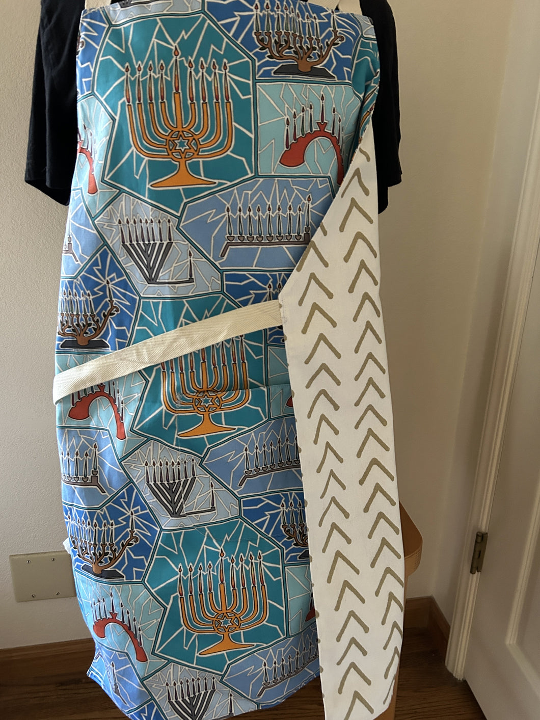 Menorah Mosaic modern; Festival of Lights traditional - Adult Aprons