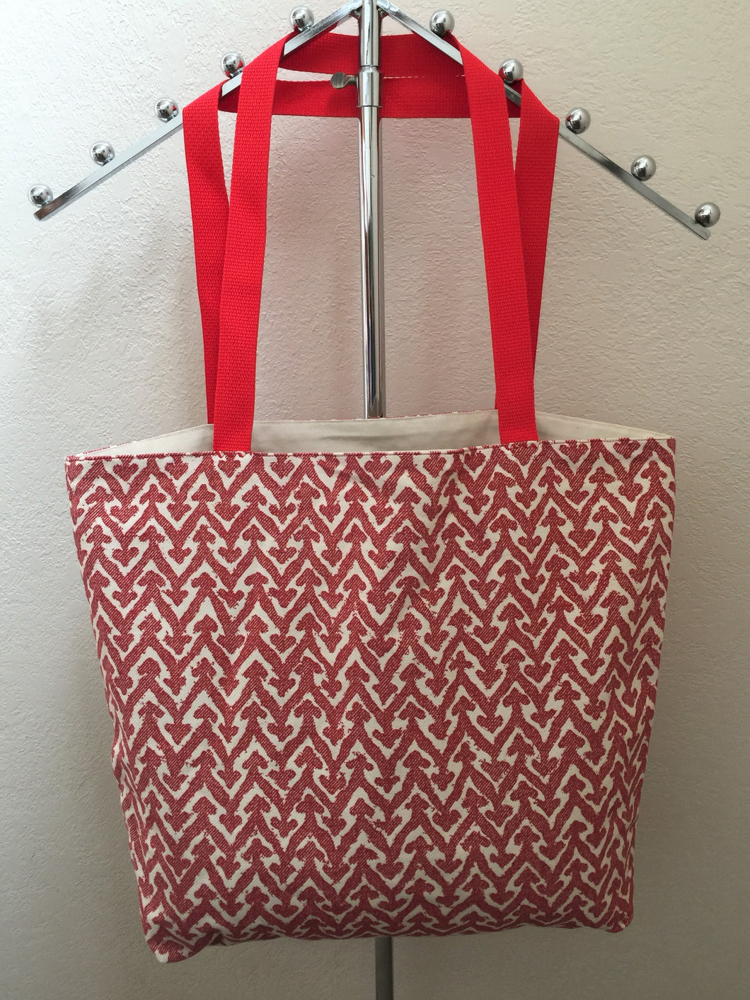Red and Off-White Chevron Print