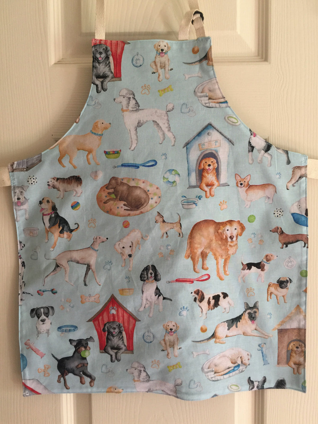 Dogs “Think Pawsitive” stripe; and Dogs “Think Pawsitive – Dogs Rule” – Adult and Child aprons